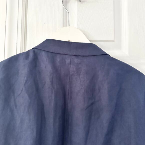 Lauren Ralph Lauren Navy Blue Linen Paisley Print Lining Two Button Blazer 46L - Picture 8 of 11